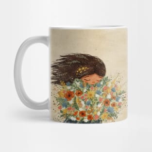 A Girl with a Wildflower Bouquet Mug